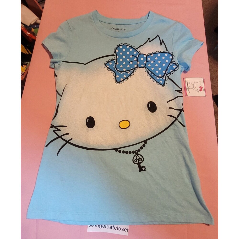 Blue Charmmy Kitty Women Large T Shirt Top Kawaii Gyaru Style Hello Kitty Sanrio